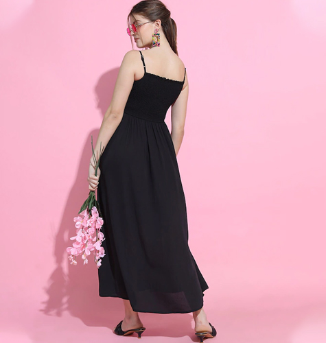 Women Stylish Black Solid Dress